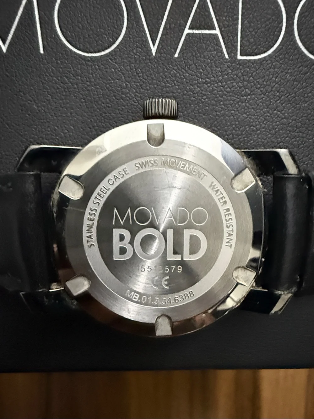 Movado Black Watch Gift Box with White Logo